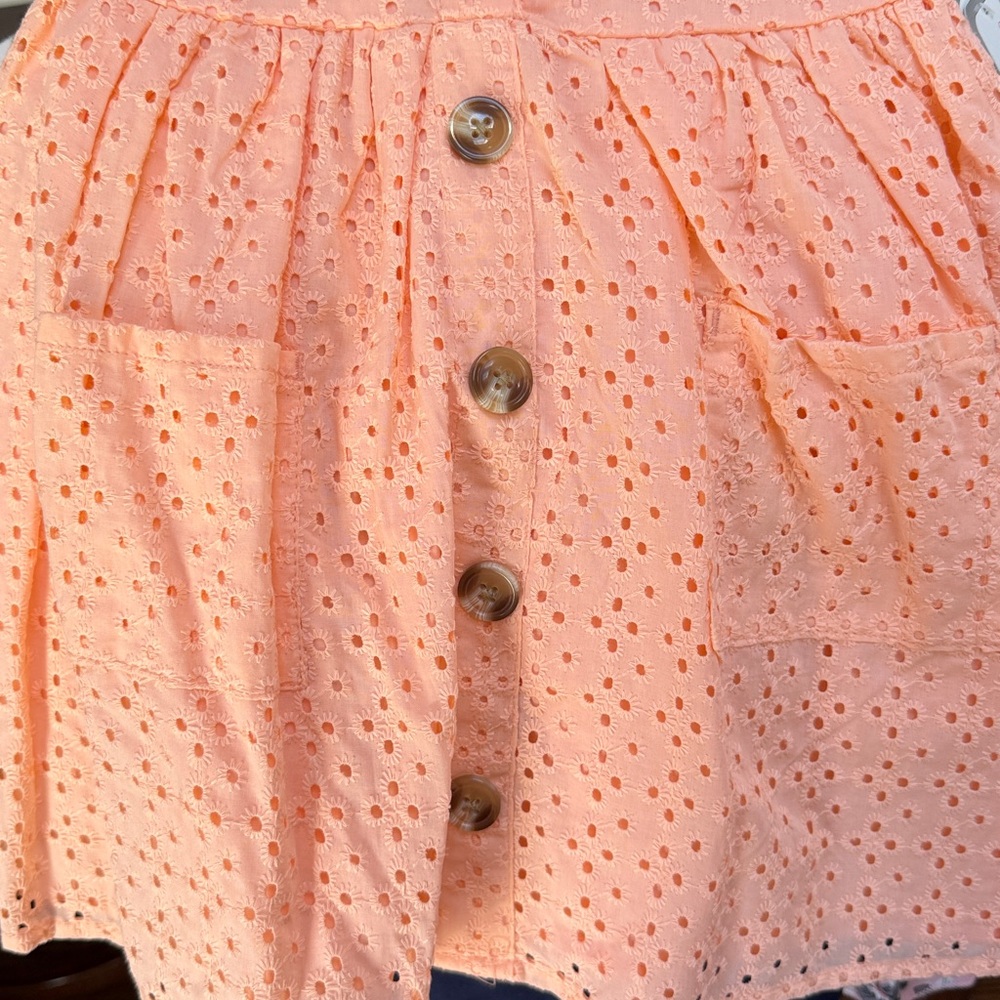 Little Lass Peach Eyelet Button-Down Dress Size 6 - Picture 5 of 6